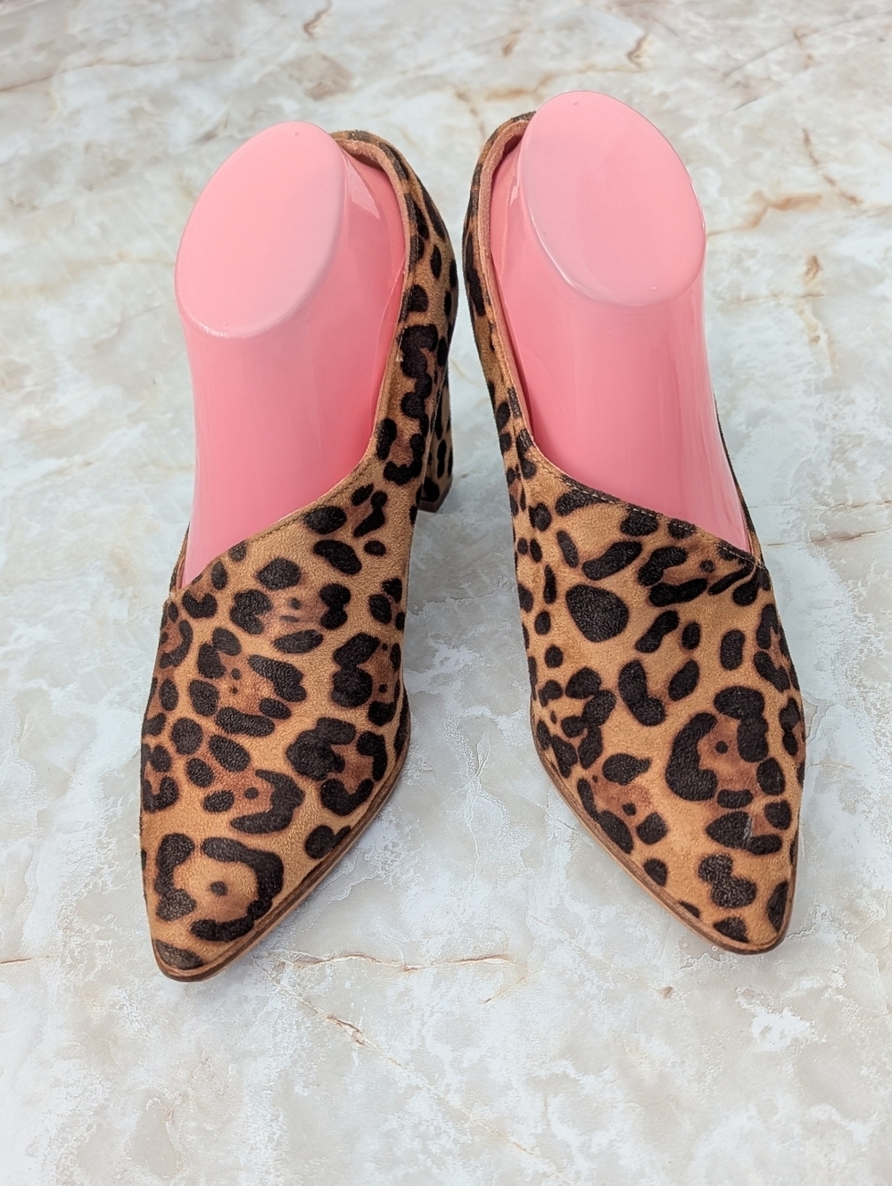 BEAST FASHION Leopard Print Pointed Slip-On Mules - Brown/Black Sz 9